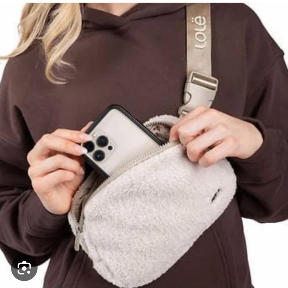 Lolë Ivory Cream Fleece Unisex Belt/Sling or Crossbody Bag